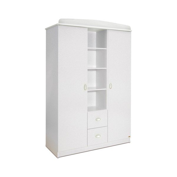 Bílá dvoudveřová šatní skříň se 2 zásuvkami Faktum Mokus