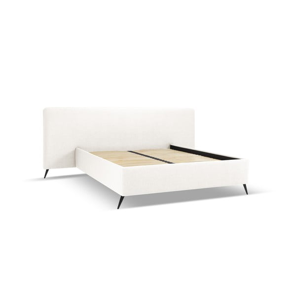 Krémová čalouněná dvoulůžková postel s úložným prostorem a roštem 140x200 cm Walter – Milo Casa