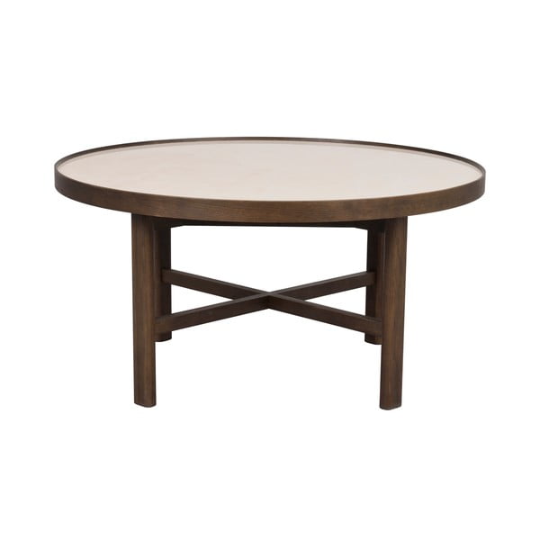 Tmavě hnědý kulatý konferenční stolek s keramickou deskou 90x90 cm Marsden – Rowico