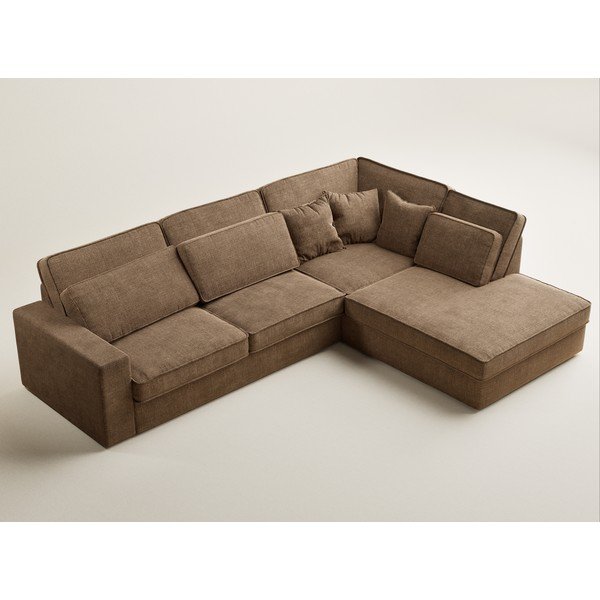 Světle hnědá žinylková rohová pohovka (pravý roh/do L) Kirou – Maison de Rêve-image-3