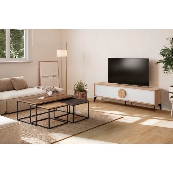 Konferenční stolky v sadě 3 ks v přírodní barvě 60x110 cm Camelia – Marckeric-image-1