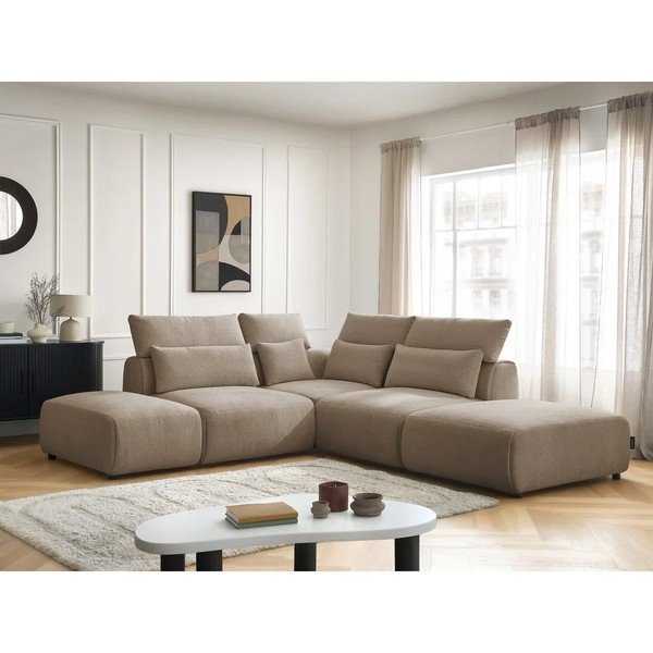Taupe polohovací modulární rohová pohovka Jana – Bobochic Paris-image-1