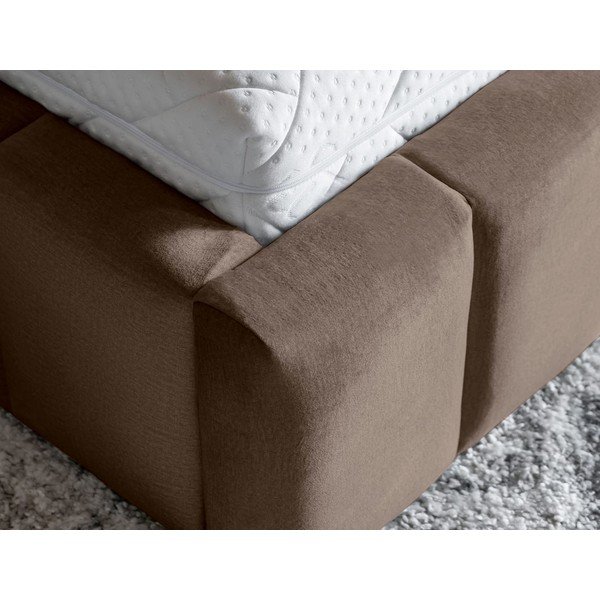 Světle hnědá čalouněná dvoulůžková postel s úložným prostorem s roštem 140x200 cm Lamica – ELTAP-image-4