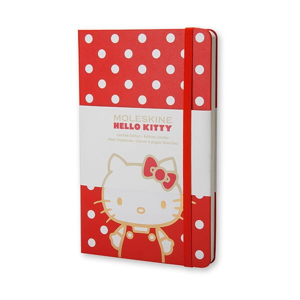 Malý červený zápisník Moleskine Hello Kitty, bez linek