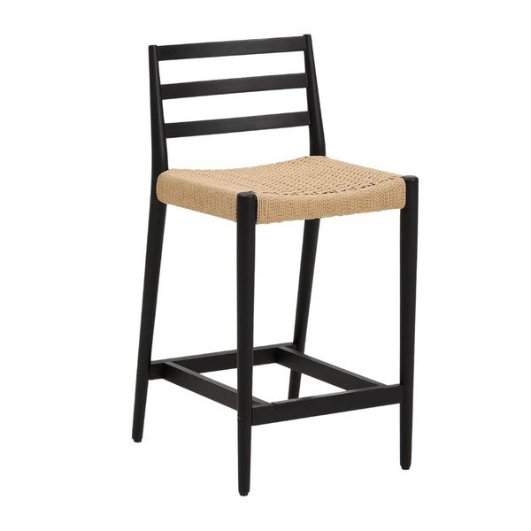 Černá/v přírodní barvě barová židle z dubového dřeva (výška sedáku 65 cm) Analy – Kave Home