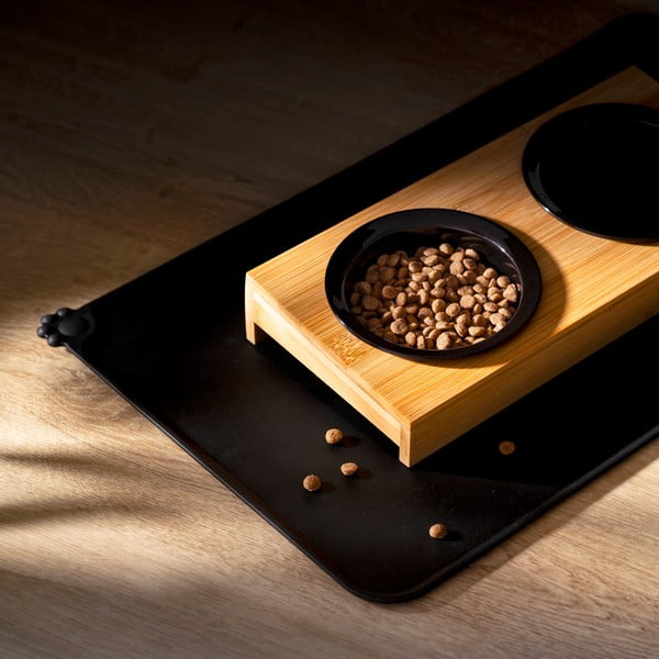 Bambusový set misek s podstavcem pro psa ø 12 cm – Love Story-image-1