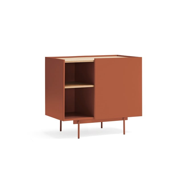 Nízká komoda v dekoru dubu v cihlovo-přírodní barvě 90x78 cm Otto – Teulat-image-2