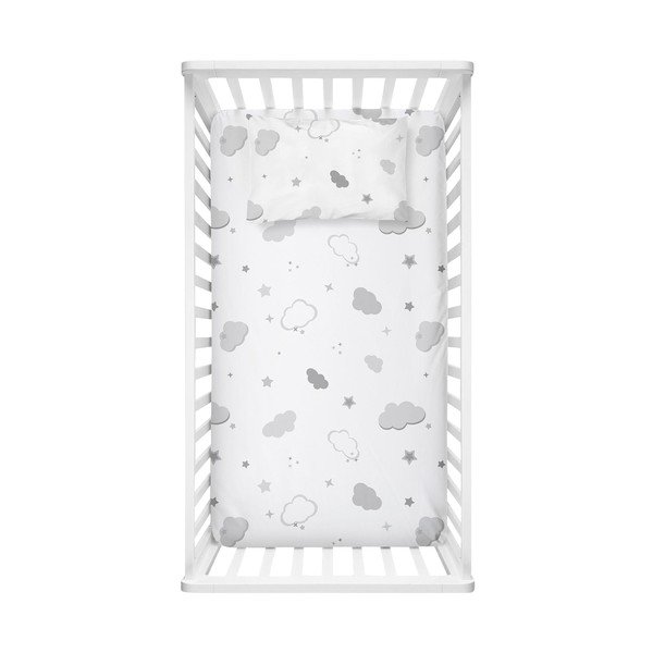 Bílé napínací dětské prostěradlo do postýlky z bavlny Renforcé 70x120 cm Bulut – Mijolnir
