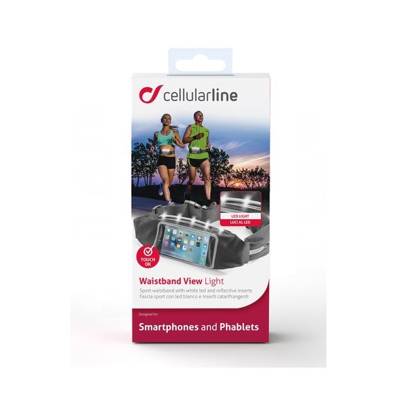 Sportovní pouzdro CellularLine WAISTBAND s LED diodami, černé-image-2