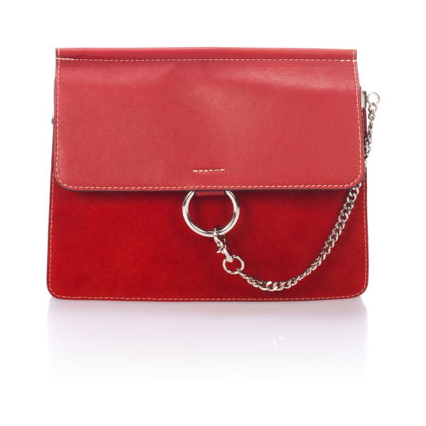 Červená kožená kabelka Markese Staia