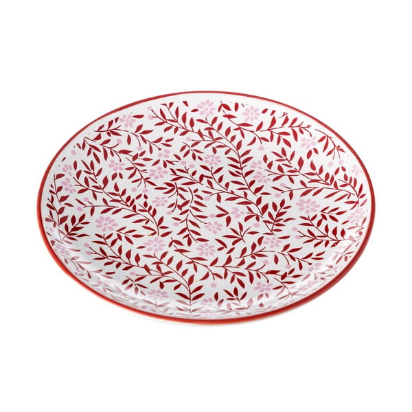 Červeno-bílý talíř z kameniny Unimasa Redos, ⌀ 20,3 cm