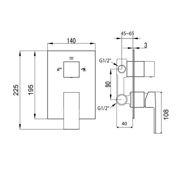 Podomítková sprchová baterie v leskle stříbrné barvě (3 výstupy) Latus – Sapho-image-1