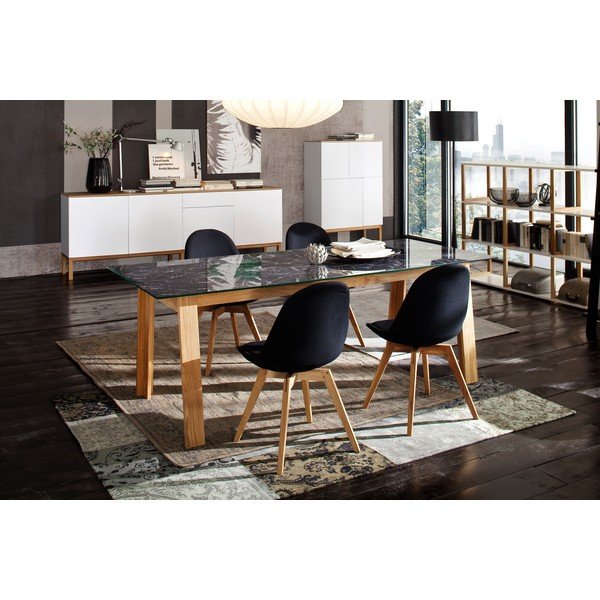 Bílá čtyřdveřová komoda s nohami z dubového dřeva Tenzo Patch, 92 x 138 cm-image-4