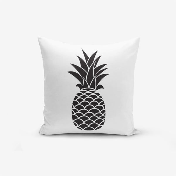 Černo-bílý povlak na polštář s příměsí bavlny Minimalist Cushion Covers Pineapple, 45 x 45 cm