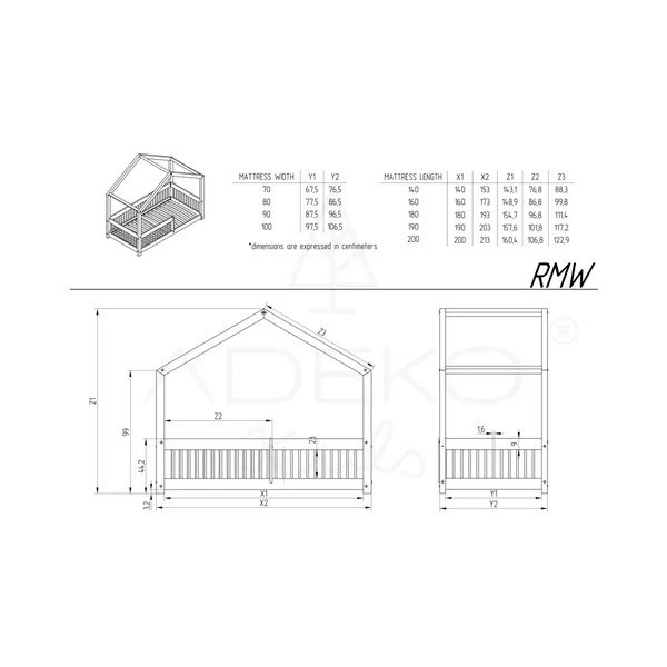 Domečková dětská postel z borovicového dřeva s úložným prostorem a výsuvným lůžkem v přírodní barvě 140x200 cm Mila RMW – Adeko-image-4