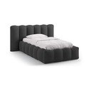 Antracitová čalouněná jednolůžková postel s úložným prostorem s roštem 90x200 cm Lupine – Micadoni 
