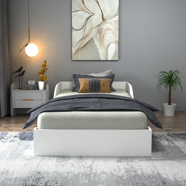 Bílá jednolůžková postel 90x190 cm Oya – Kalune Design-image-3