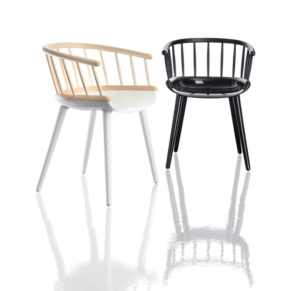 Hnědo-bílá jídelní židle s opěrkou z jasanového dřeva Magis Cyborg-image-1