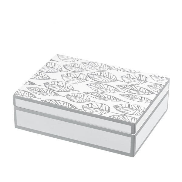 Úložný box v bílo-stříbrném provedení Unimasa, 20 x 15 cm