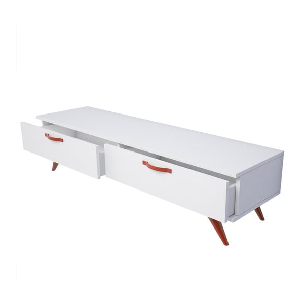 Bílý TV stolek s červenýma nohama Magenta Home Coulour Series, šířka 150 cm