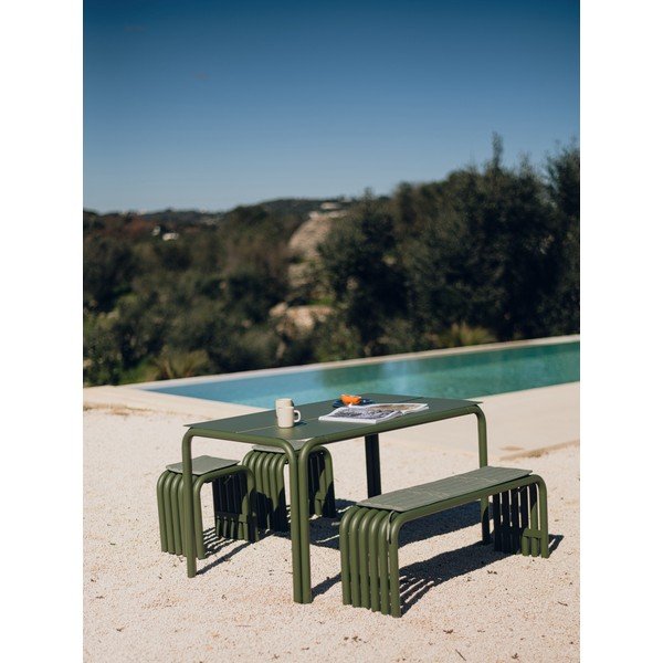 Zelená kovová zahradní lavice Nokk – noo.ma-image-1