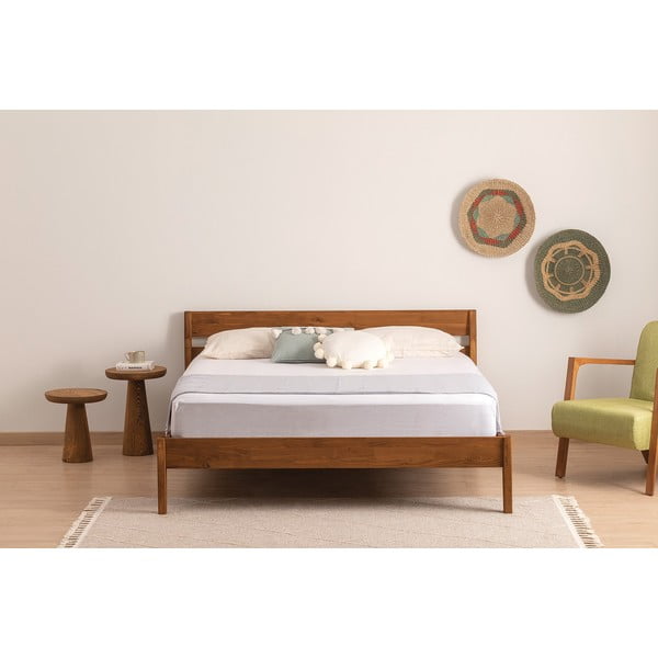 Jednolůžková postel ze smrkového dřeva s roštem v tmavě hnědo-přírodní barvě 90x200 cm Venus – Kalune Design-image-2