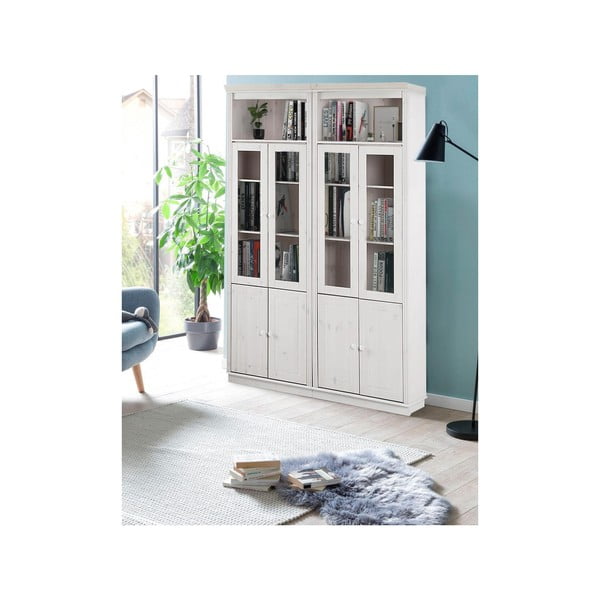 Bílá vitrína z borovicového dřeva 148x223 cm Anita – Støraa-image-3