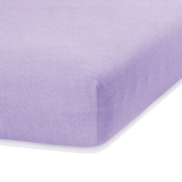 Světle fialové elastické prostěradlo s vysokým podílem bavlny AmeliaHome Ruby, 100/120 x 200 cm
