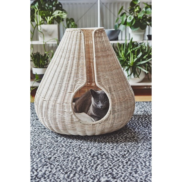 Ratanový pelíšek pro kočku v přírodní barvě ø 56 cm Perla Natural – MiaCara-image-1