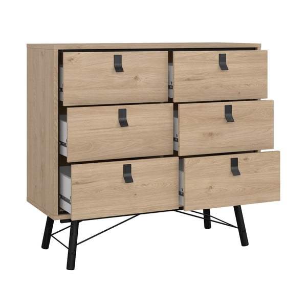 Nízká komoda v dekoru dubu v přírodní barvě 102x99 cm Ry – Tvilum-image-4