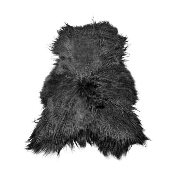 Černá ovčí kožešina s dlouhým chlupem Arctic Fur Ptelja, 100 x 55 cm