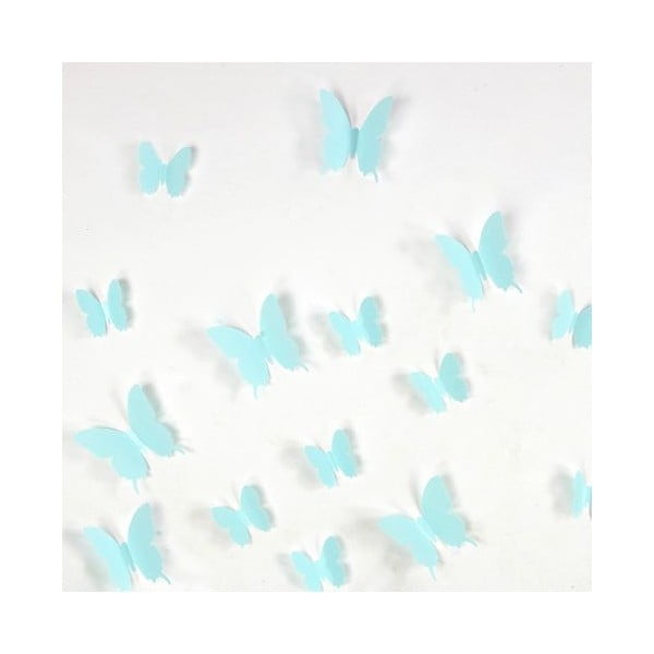 Sada 12 tyrkysových adhezivních 3D samolepek Ambiance Butterflies