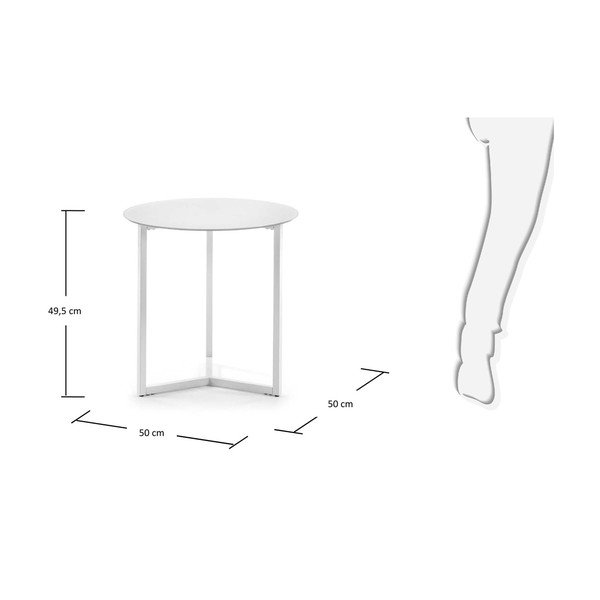 Bílý odkládací stolek Kave Home Marae, ⌀ 50 cm-image-3