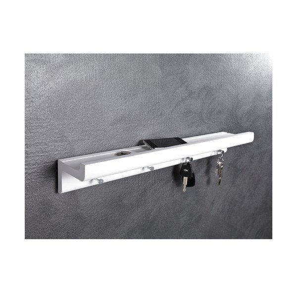 Bílý nástěnný věšák z jedlového dřeva s poličkou Trays – Tomasucci-image-3