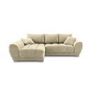 Béžová rozkládací rohová pohovka se sametovým potahem Windsor & Co Sofas Nuage, levý roh