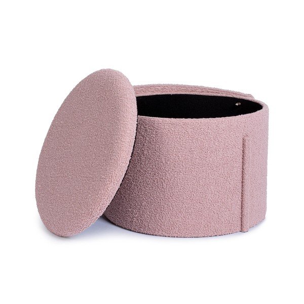 Starorůžový taburet z textilie bouclé Anthea – Yes Everyday-image-2