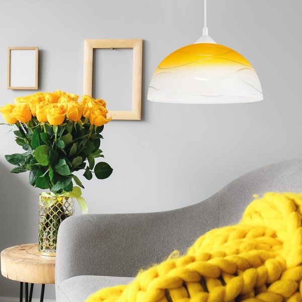 Žluté závěsné svítidlo se skleněným stínidlem ø 30 cm Sfera – LAMKUR-image-2