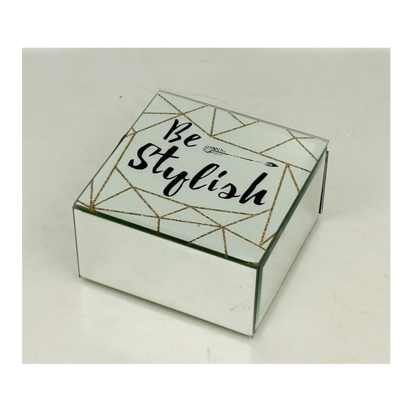Úložná krabička na šperky ze skla a kovu Duo Gift Be Stylish, 12 x 12 cm