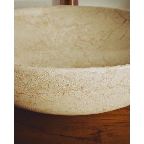 Béžové kamenné kulaté umyvadlo ø 40 cm Darnen – Kave Home-image-2