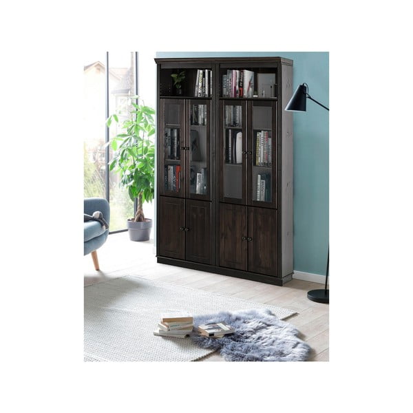 Hnědá vitrína z borovicového dřeva 148x223 cm Anita – Støraa-image-3