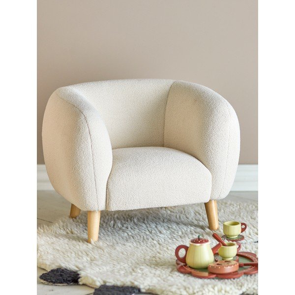 Bílé dětské křesílko z textilie bouclé Cade – Bloomingville Mini-image-1