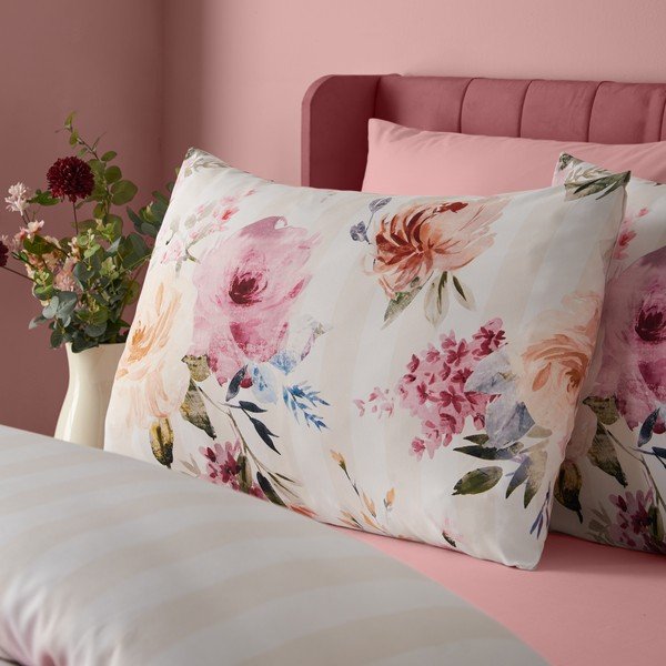 Krémové povlečení na jednolůžko 135x200 cm Floral Stripe – Catherine Lansfield-image-4