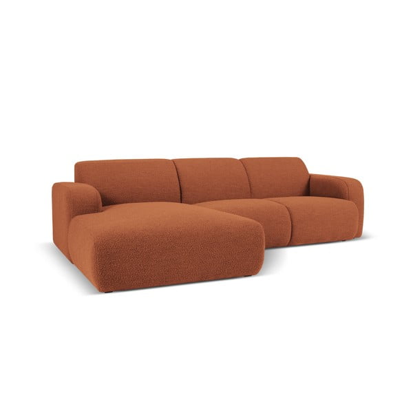 Hnědá rohová pohovka z textilie bouclé (levý roh) Molino – Micadoni Home-image-2