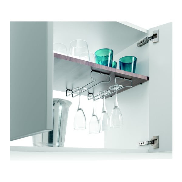 Nástěnné ocelové držáky na skleničky na víno v sadě 2 ks ve stříbrné barvě Rail – Metaltex-image-3