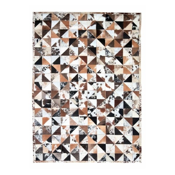 Bílo-hnědý koberec z hovězí usně Hide, 300 x 200 cm