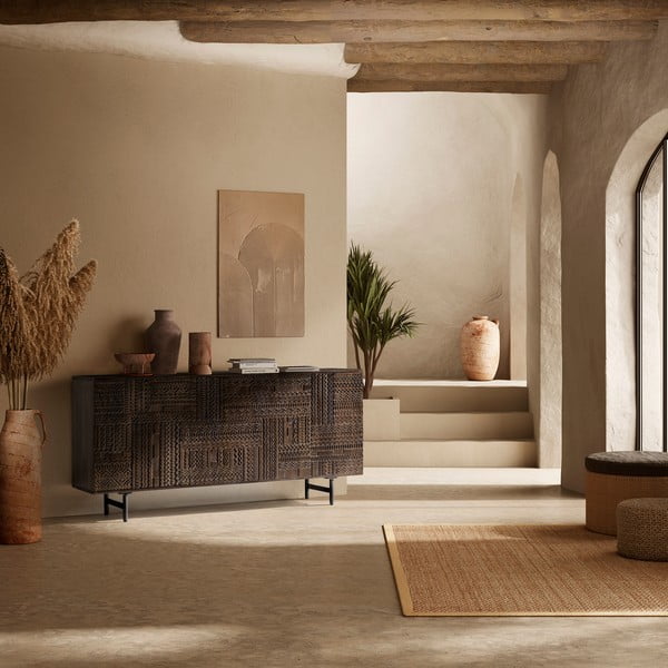 Tmavě hnědá komoda z mangového dřeva 160x75x40 cm Kalai – MOME-image-1