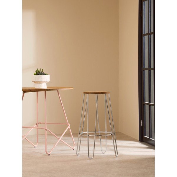 Barová stolička z jilmového dřeva ve stříbrné barvě/v přírodní barvě (výška sedáku 75 cm) District – Premier Housewares-image-1