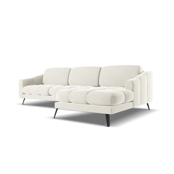 Krémová sametová rohová pohovka (pravý roh) Nalu – Makamii-image-2