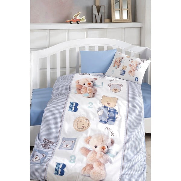 4dílné bavlněné dětské povlečení do postýlky s prostěradlem 100x150 cm Blue Bear – Mila Home