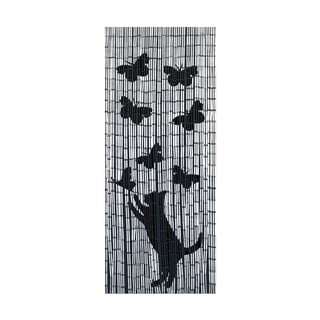 Černo-šedý bambusový závěs do dveří 200x90 cm Cat and Butterfly - Maximex